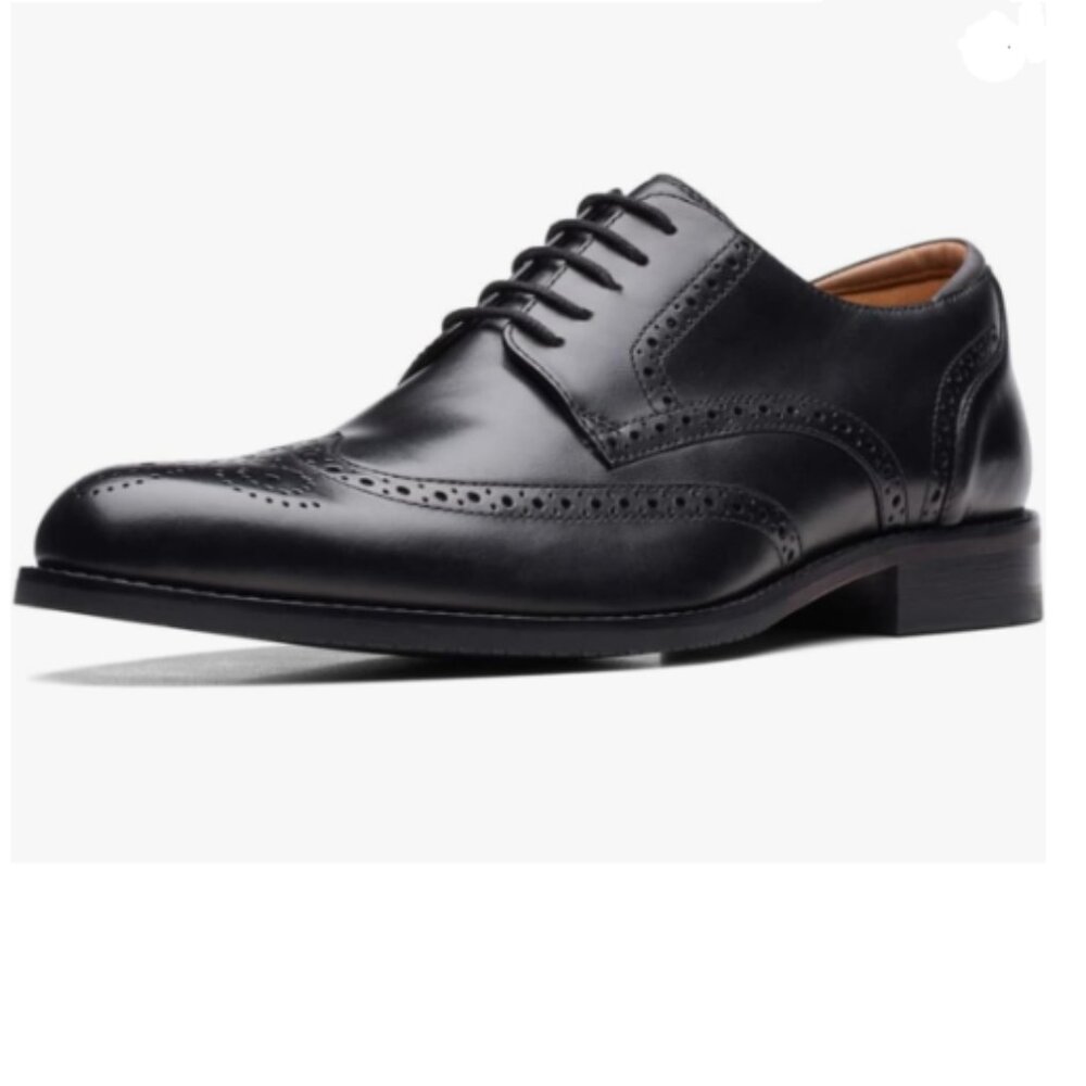 FSJ Black Men's Oxford Dress Shoes Classic Brogues Wing Tips Lace Up Shoes